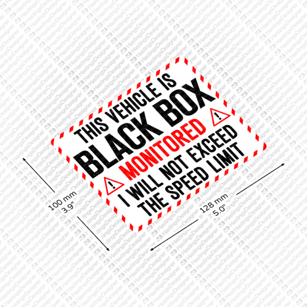 thumbnail image 2 of Black Box Monitored Funny Car Sticker Decal – Young Driver – Bumper Window Vinyl – Monkey Puzzle Graphics 2 of 3
