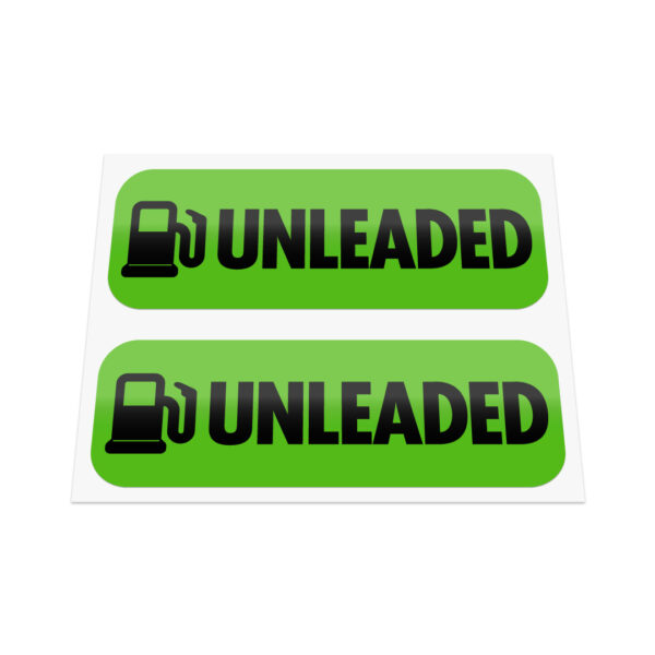 2x UNLEADED FUEL Stickers