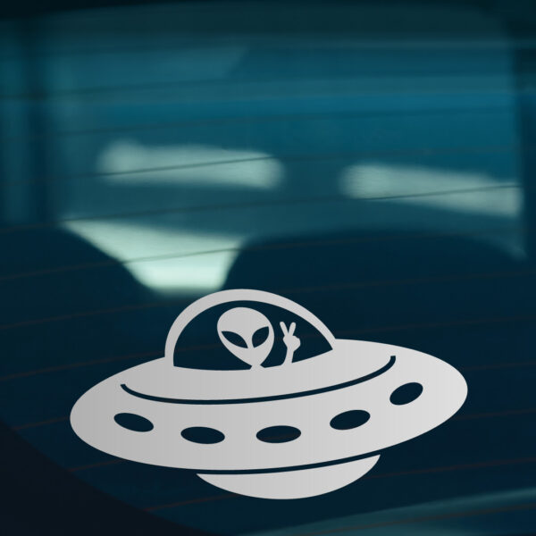 ALIEN IN FLYING SAUCER Sticker - Image 2