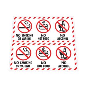 2x NO SMOKING OR VAPING NO FOOD NO ALCOHOL Stickers
