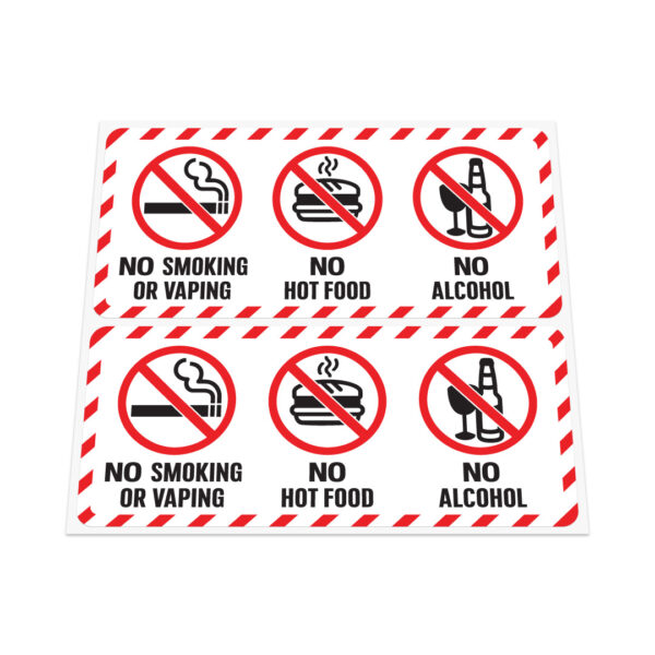 2x NO SMOKING OR VAPING NO FOOD NO ALCOHOL Stickers