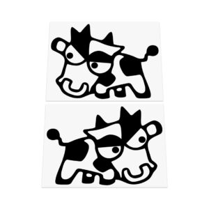 2X Evil Crazy Cow Stickers