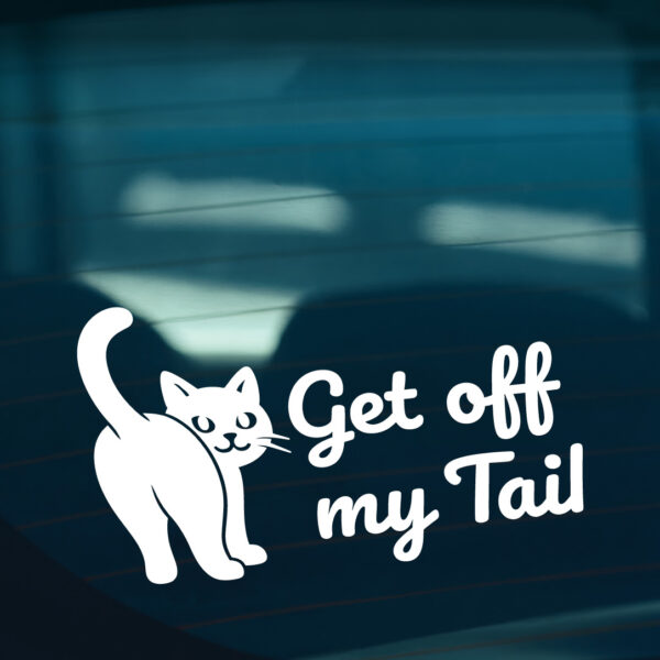 Get Off My Tail Cat Sticker - Image 2