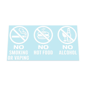 NO SMOKING, VAPING, FOOD, ALCOHOL Sticker