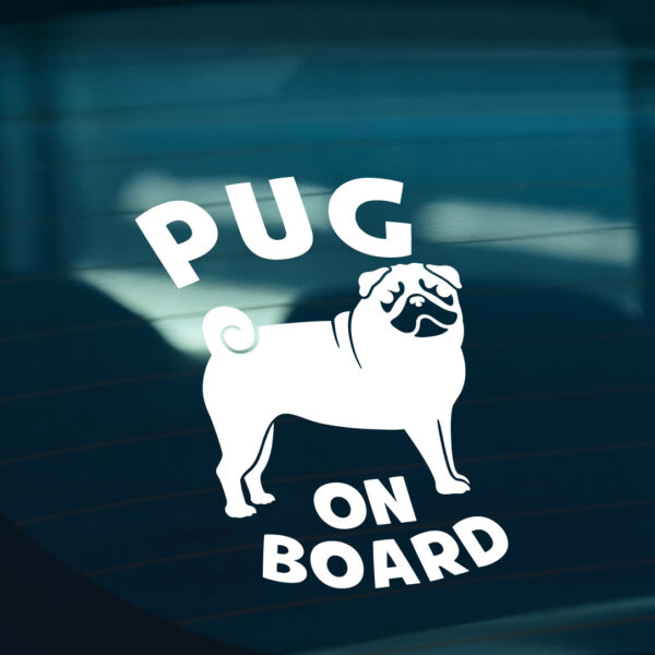 Pug On Board Sticker - Image 2