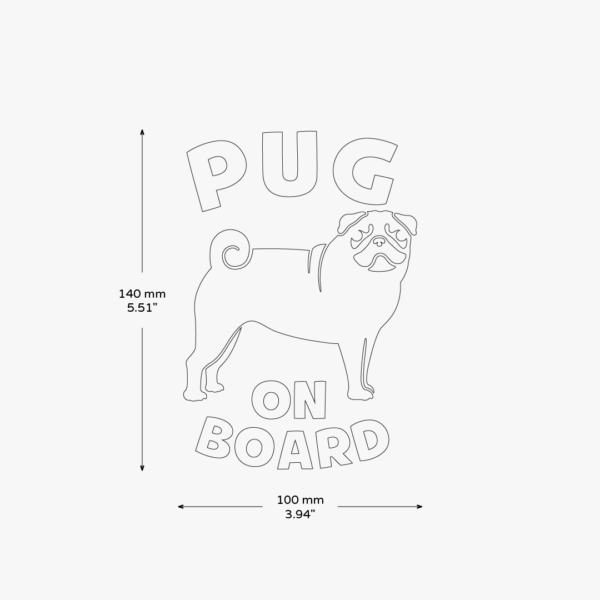 Pug On Board Sticker - Image 3