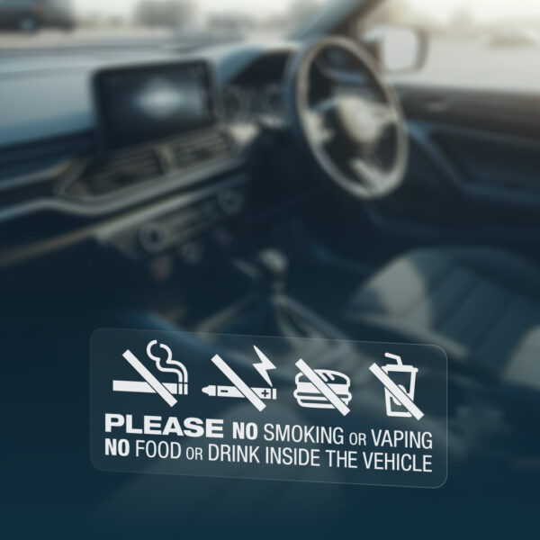 3x NO SMOKING VAPING FOOD DRINK IN VEHICLE Stickers - Image 2