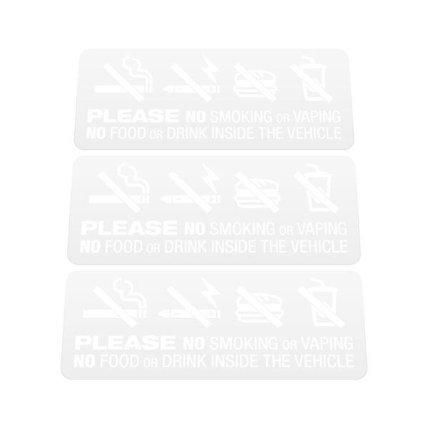 3x NO SMOKING VAPING FOOD DRINK IN VEHICLE Stickers