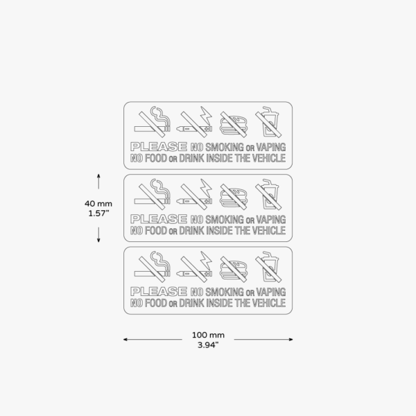 3x NO SMOKING VAPING FOOD DRINK IN VEHICLE Stickers - Image 4