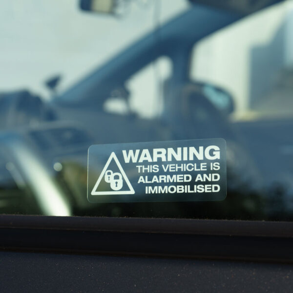 3x WARNING VEHICLE ALARMED AND IMMOBILISED Stickers - Image 2
