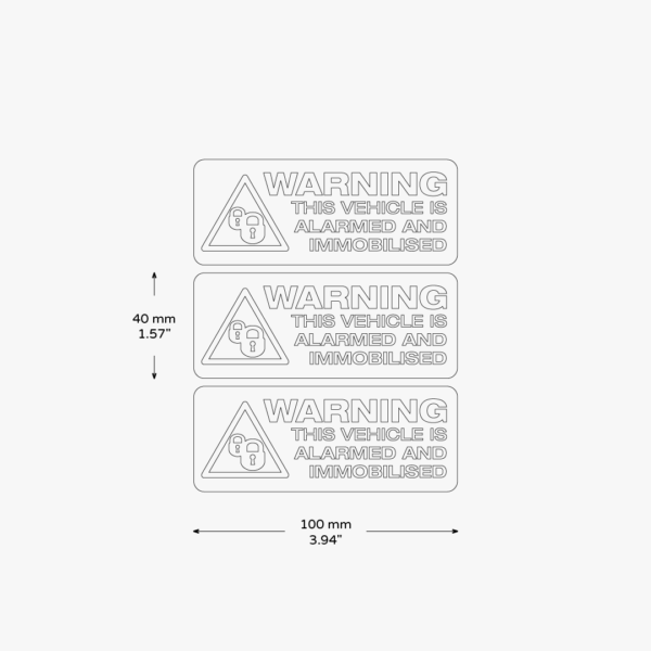 3x WARNING VEHICLE ALARMED AND IMMOBILISED Stickers - Image 4